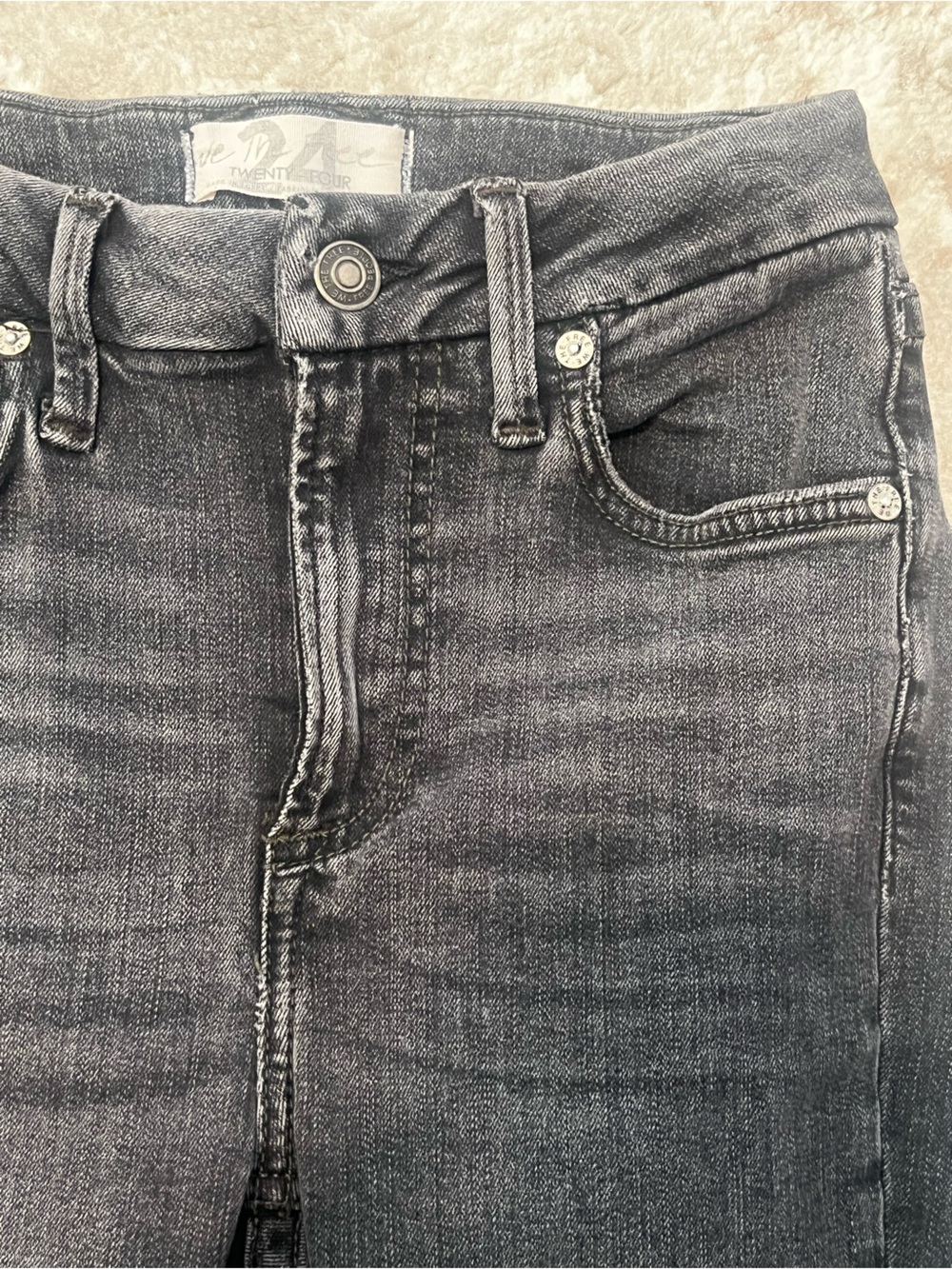 We The Free People Womens 24x26 Washed Black High Rise Stretch Skinny Jeans